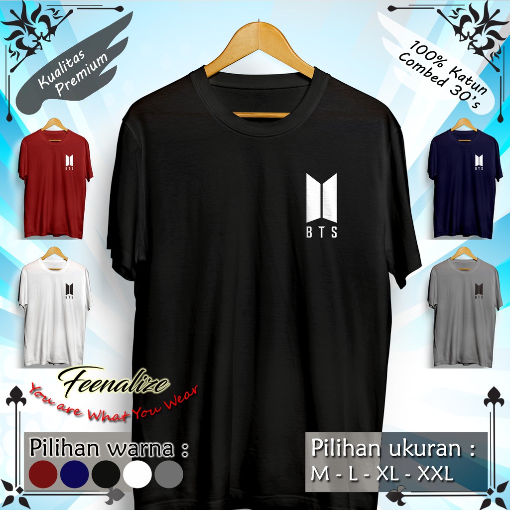KAOS DISTRO BAJU PRIA MUSIK BTS ARMY LOGO DEPAN