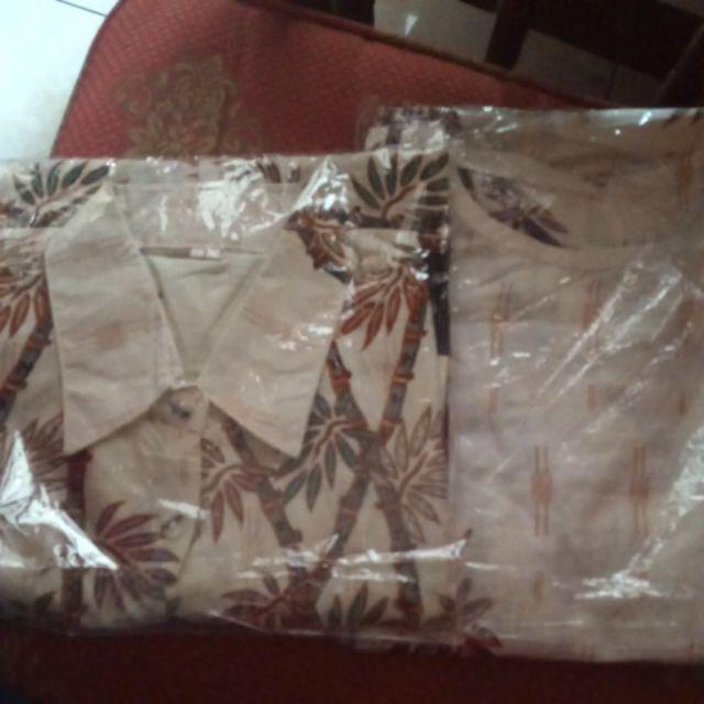 Baju Batik Couple Gamis Batik Keluarga Motif Bambu Putih Dengan Batik Anak Terbaru