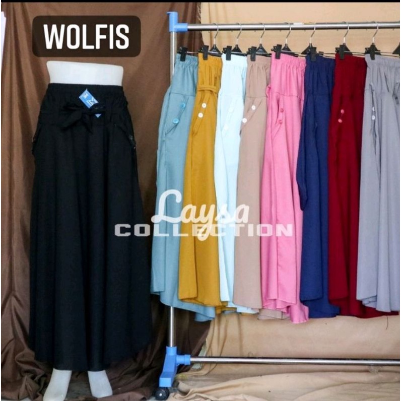 Rok Wanita Bahan Katun dan Wolfis Polos Maxi Skirt Dewasa-Mocca
