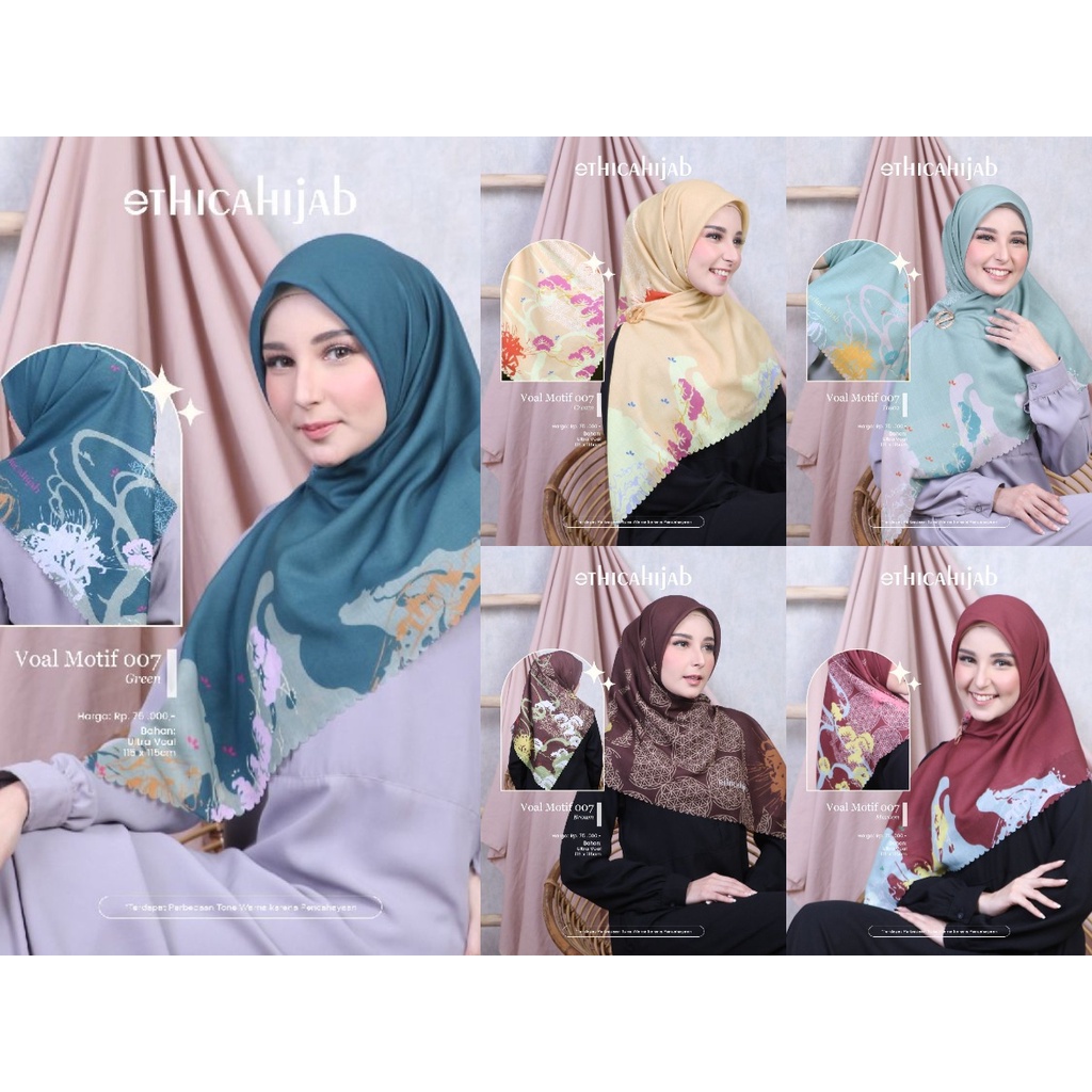 [READY] ETHICA HIJAB VOAL MOTIF 007 KERUDUNG SEGI EMPAT VOAL MOTIF 07