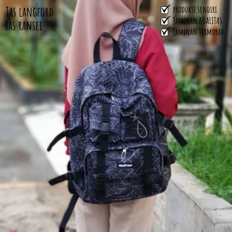 Tas Ransel Backpack Punggung Terbaru Kekinian Simpel Casual Sekolah Kuliah Outdoor Pria Wanita