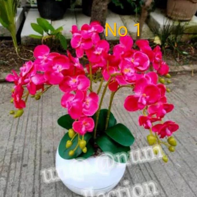 RANGKAIAN anggrek hiasan pot bola besar artificial bunga anggrek meja