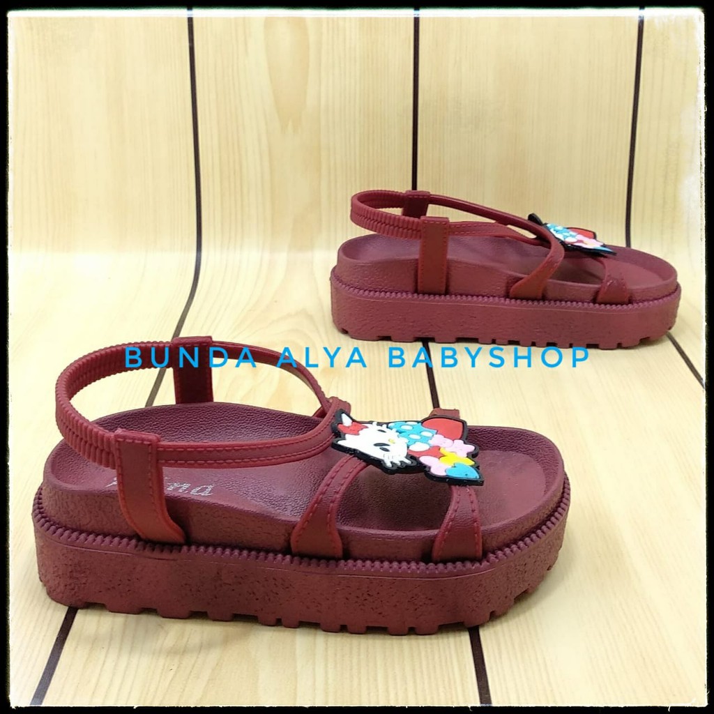 Sandal Anak Perempuan Jelly Usia 4 5 6 Tahun MARUN - Sendal Anak Cewek Karet Size 29 - 34 Kucing Alas Karet Anti Licin