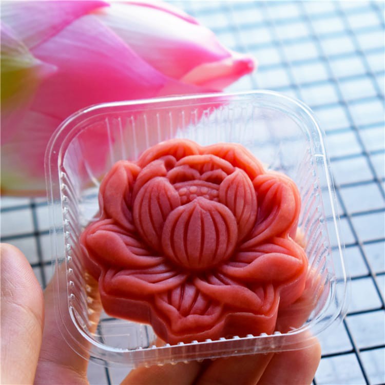 (1pc) cetakan kue bulan 2020 (75gr) mooncake press mold bulat - Lotus Merah