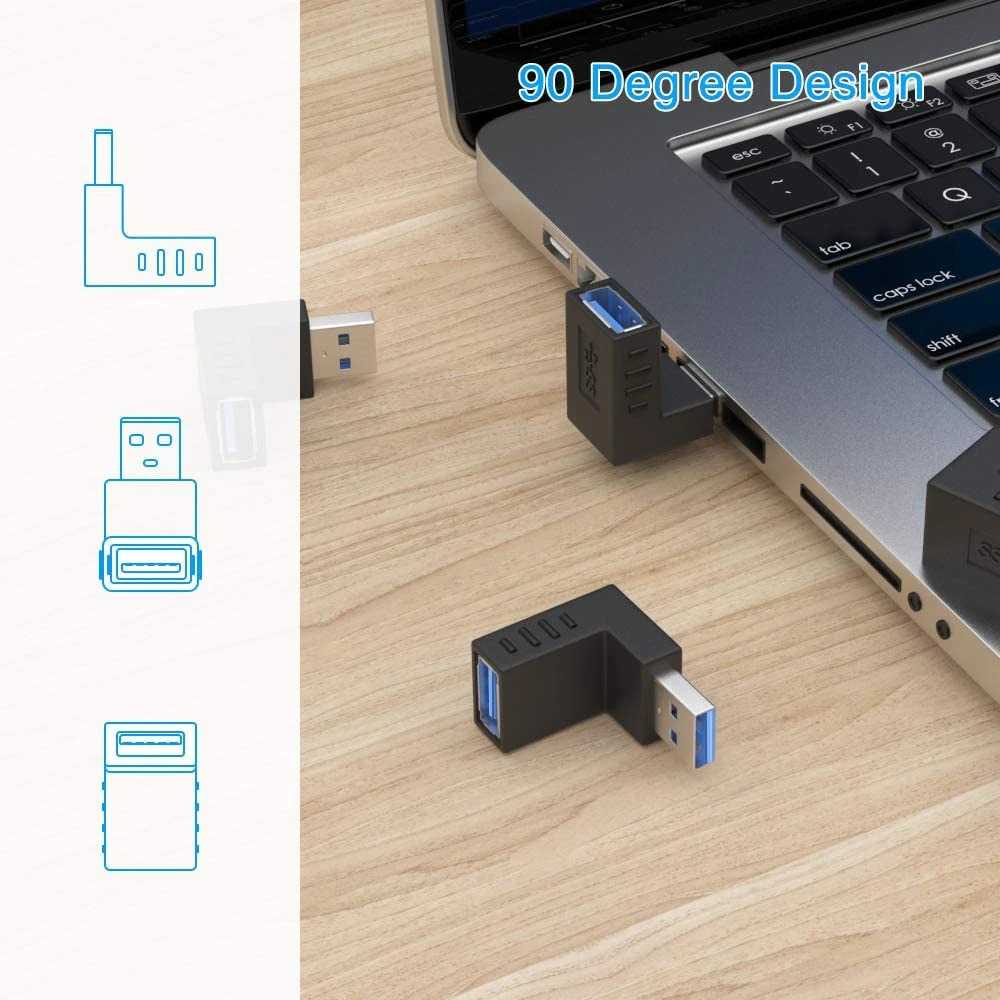 Konverter Bentuk L Shape USB 3.0 Type A Male ke A Female Transfer 5 Gbps FBESTY19 - 7CUA08BK