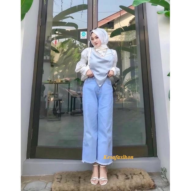 Highwaist kulot jeans wanita Rawis