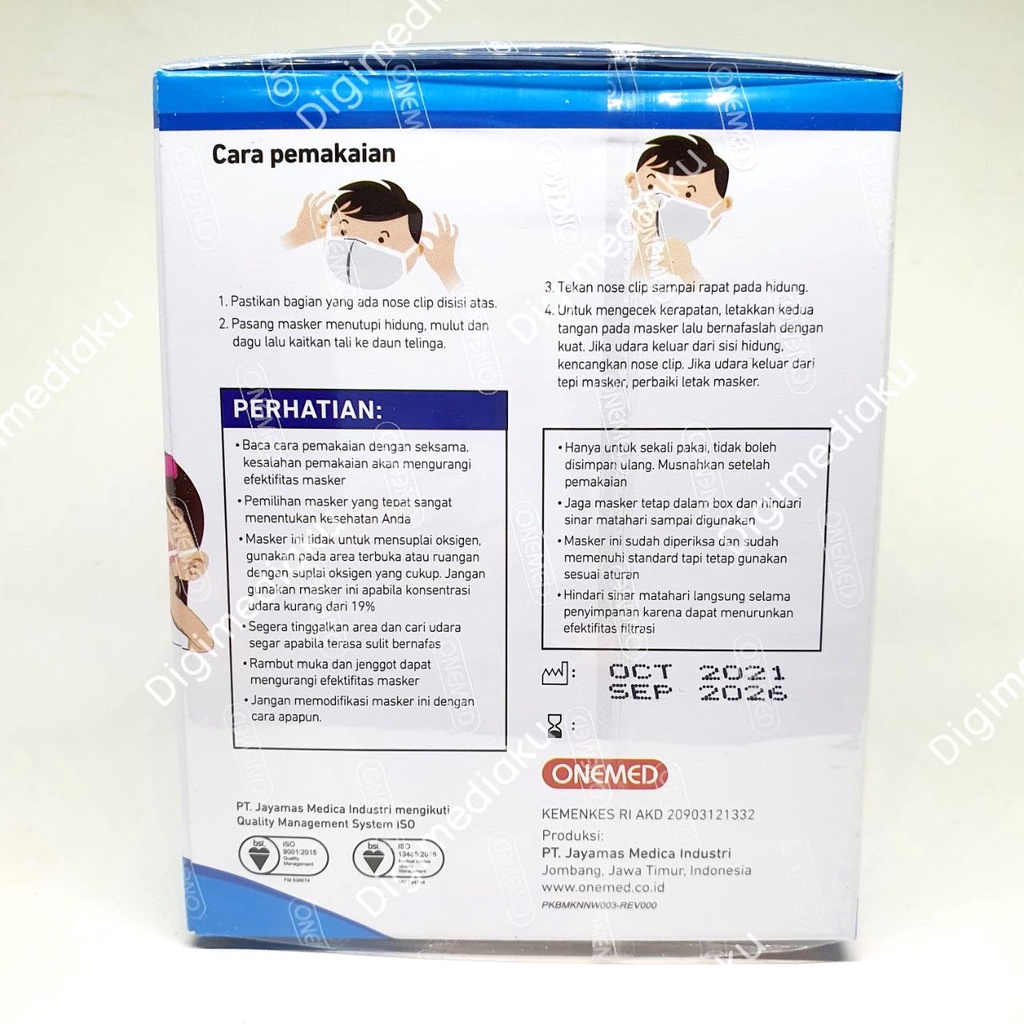 Masker KN95 Onemed Anak Masker Medis Earloop 4ply