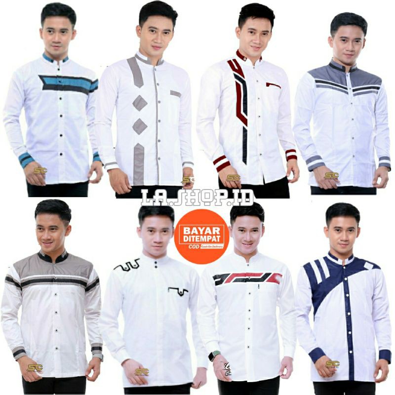 BAJU KOKO PUTIH LENGAN PANJANG ATASAN MUSLIM PRIA BAJU KOKO GUS AZMI