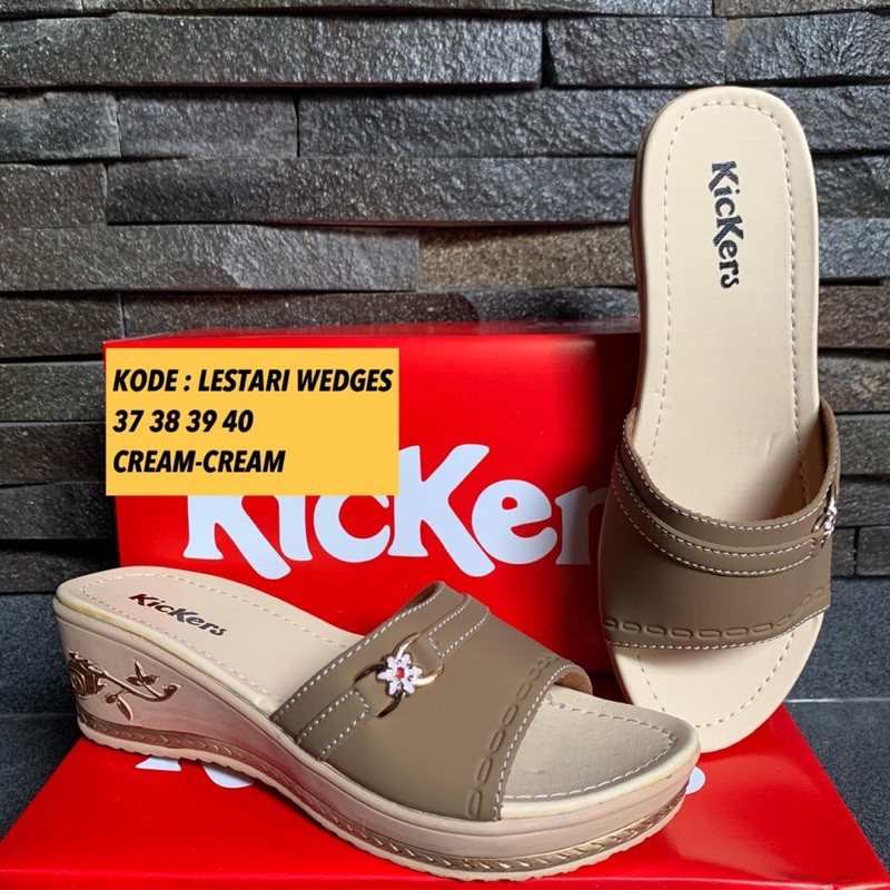 SANDAL WEDGES SELOP WANITA HAK 5CM SLOP BUNGA PESTA FORMAL MAL KAMPUS TERBARU WEDGES LESTARI 1-4