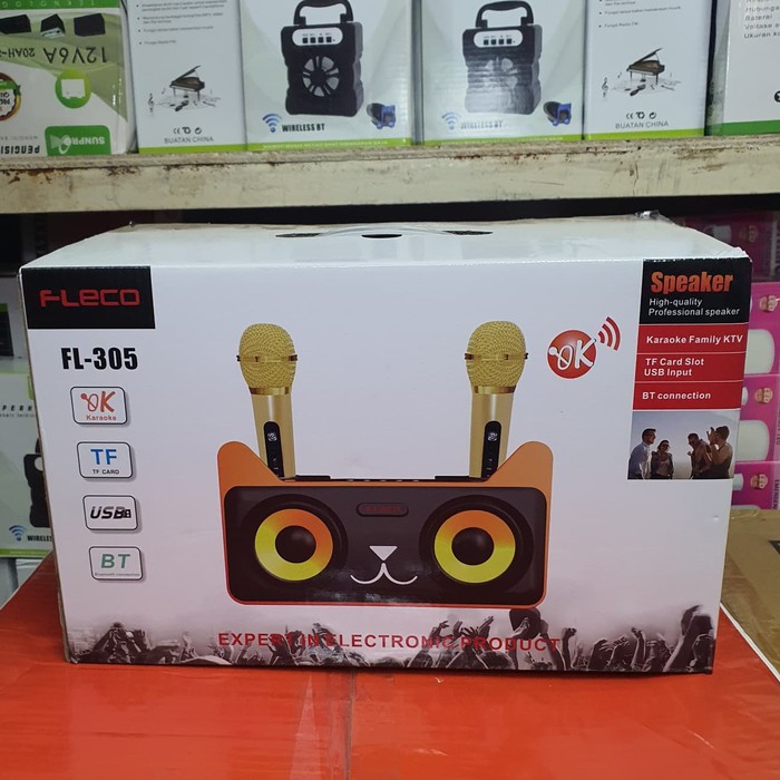 Speaker Mic Fleco Karaoke FL-305 Free 2 Mic Wireless