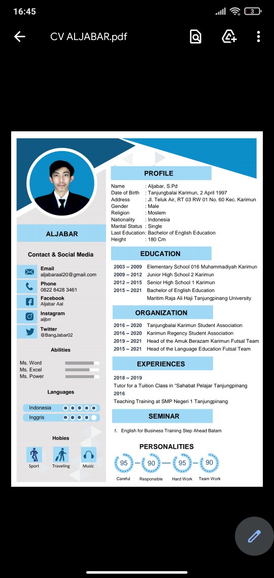 Jasa Desain Cv & Surat Lamaran (curriculum Vitae) [soft File]