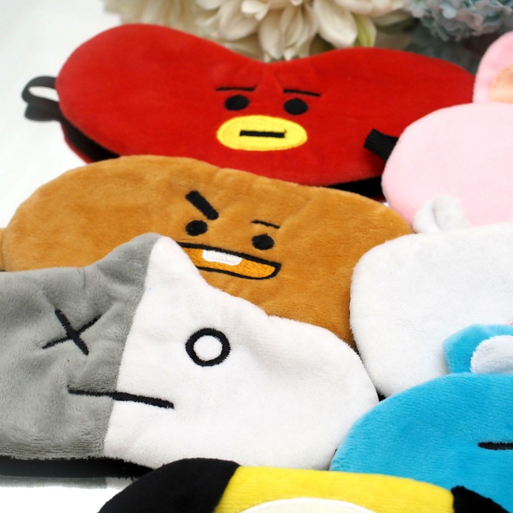 Penutup Mata Tidur BT21 BTS Bahan Bulu Halus Masker Mata Sleeping Eye Mask Eyemask Travel