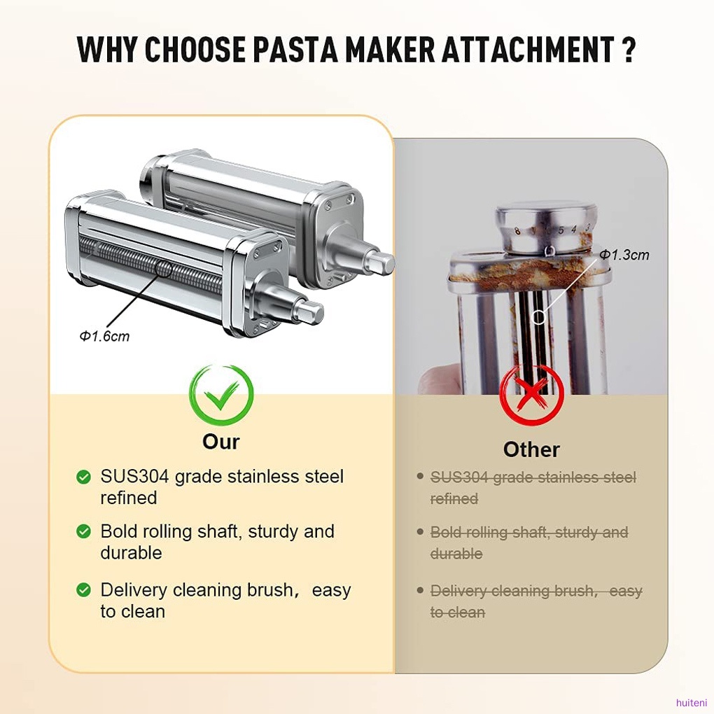 Pasta Maker 304 Stainless Steel Kitchen Pasta Roller Attachment Replacement for KitchenAid Stand Mixer huiteni.id