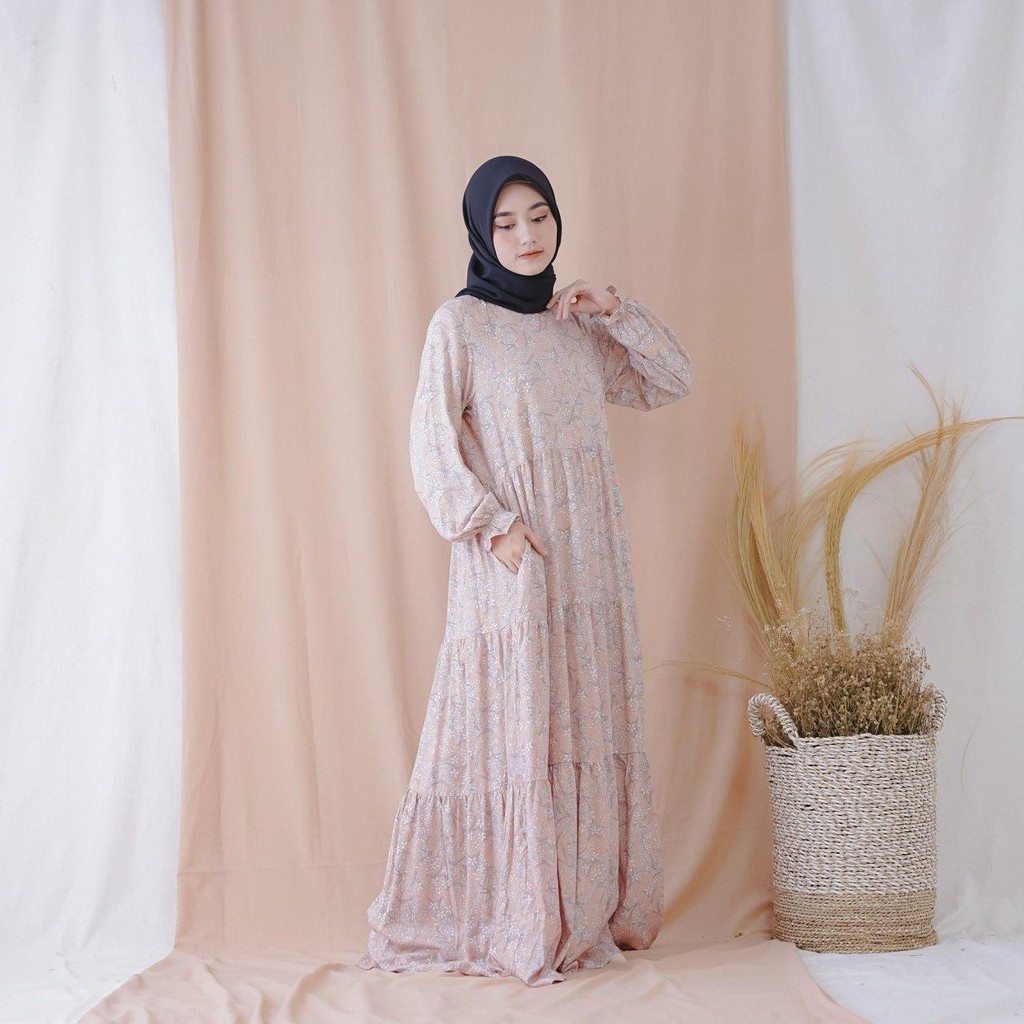Kirana Homedress Peach Original by Wearmoura - Home Dress Syari Favourit Busui
