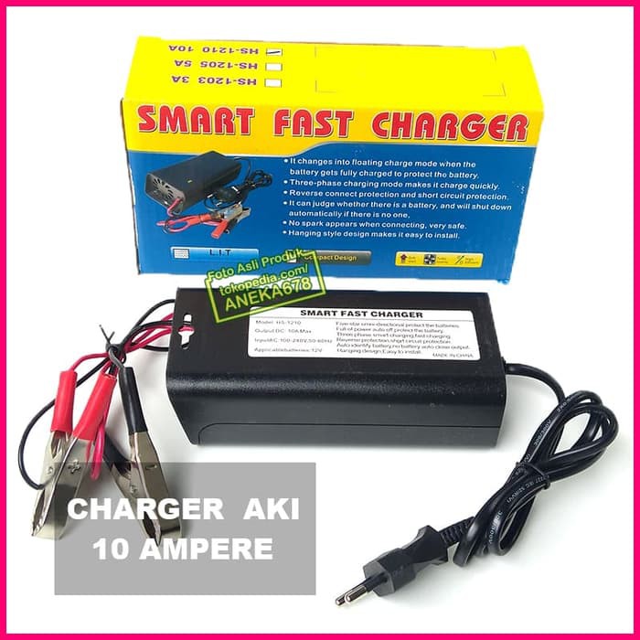Aki Mobil - Otomotif - Charger Aki Portable Charger Aki 10A 12 Volt Cas Accu 10 A Mobil Motor V