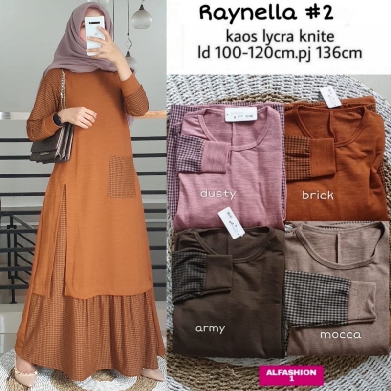 Gamis Dress Raynella #2 Bahan Kaos Lycra Knite Original By Alfashion