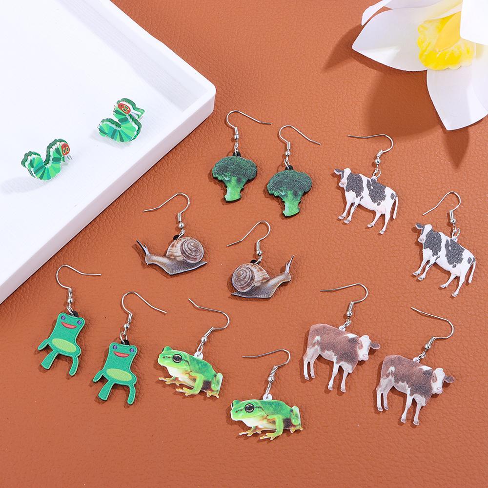 Preva Acrylic Earings Earings Perhiasan Musim Panas Musim Semi Gaya Lucu Hadiah Perhiasan Motif Sapi Siput