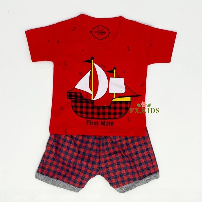 SAYANG ANAK - SETELAN BAJU BAYI LAKI LAKI 6BLN-12BLN SET ANAK COWOK 1THN KEREN - Merah