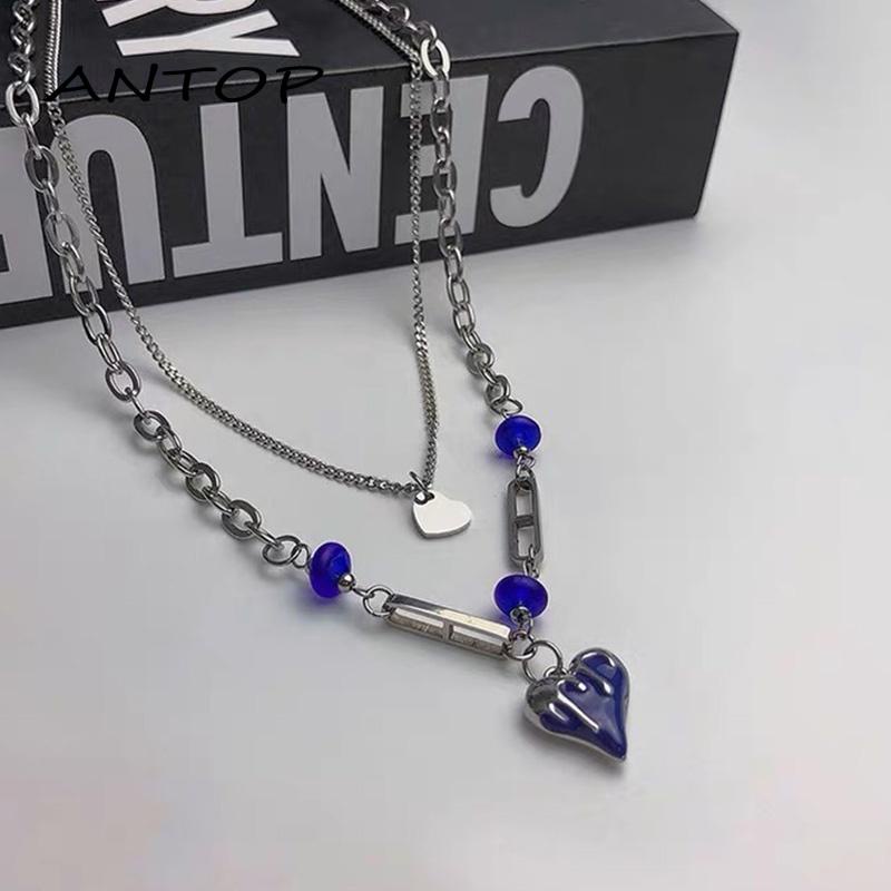 Kalung Rantai Model Double layer Bahan Titanium Steel Untuk Aksesoris Sweater