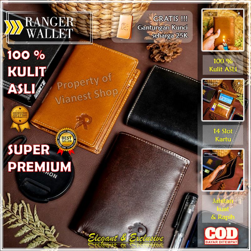 Dompet kulit pria original motif polos model lipat warna hitam coklat tan kanvas asli laki laki ori