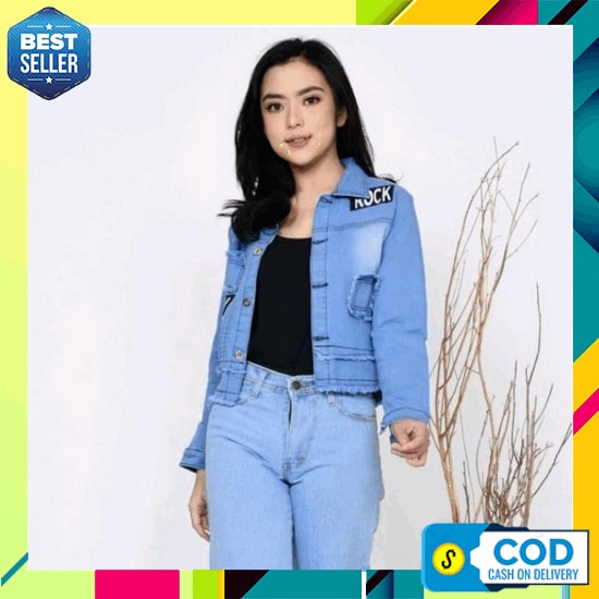 Jaket Jeans Kekinian Modis Distro Terbaru Murah Import Branded Cewek Wanita Original Premium Jaket J
