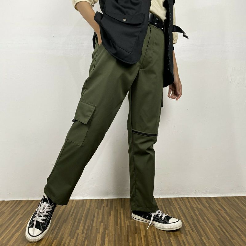 ZIPPER PANTS CARGO WANITA  DEWASA/ CELANA PANJANG CHINO MURAH KEKINIAN