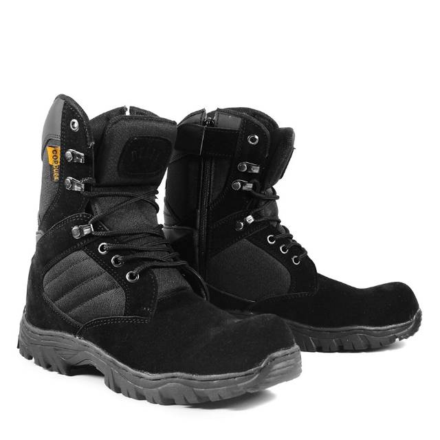 Sepatu Boots Pria Cordura Tactical Hitam 8inci TINGGI Safety Ujung besi Sepatu Hiking Outdoor