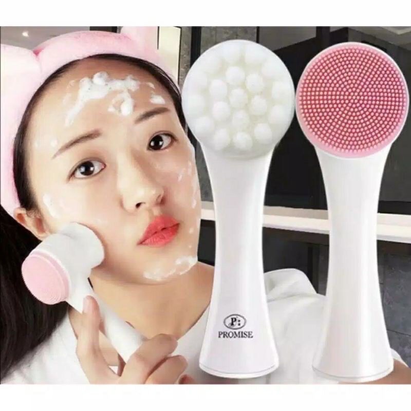 ✿ELYSABETHME✿ brush sikat facial cleanser dua sisi pembersih wajah lembut pembuat busa dan membersihkan wajah facial foam sabun cuci muka