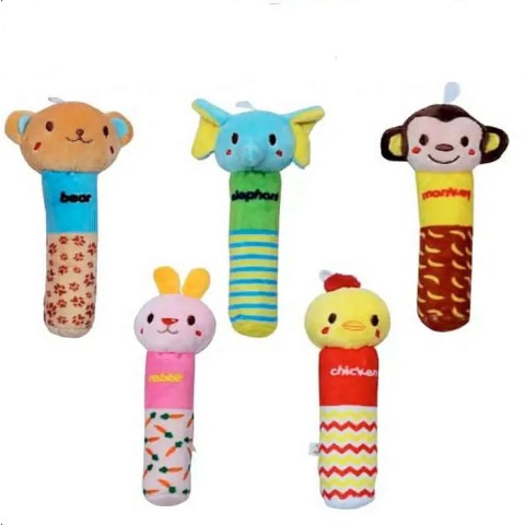 Boneka Remas Baby Squaker Kain Katun Newbie Tech Rattle Stick SNI