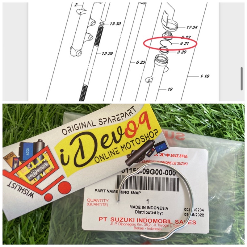 Klip Kawat Kancing Seal Ring Snap Tabung Shock As Sok Depan Satria Fu Injek Ori SGP