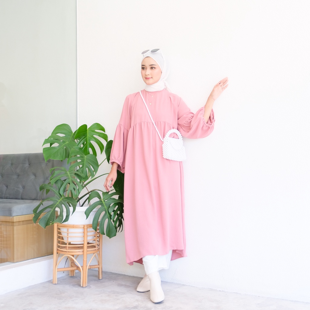 (MGA) COA GAMIS OVERSIZE MIDI DRESS REMAJA WANITA CRINCLE AIRFLOW