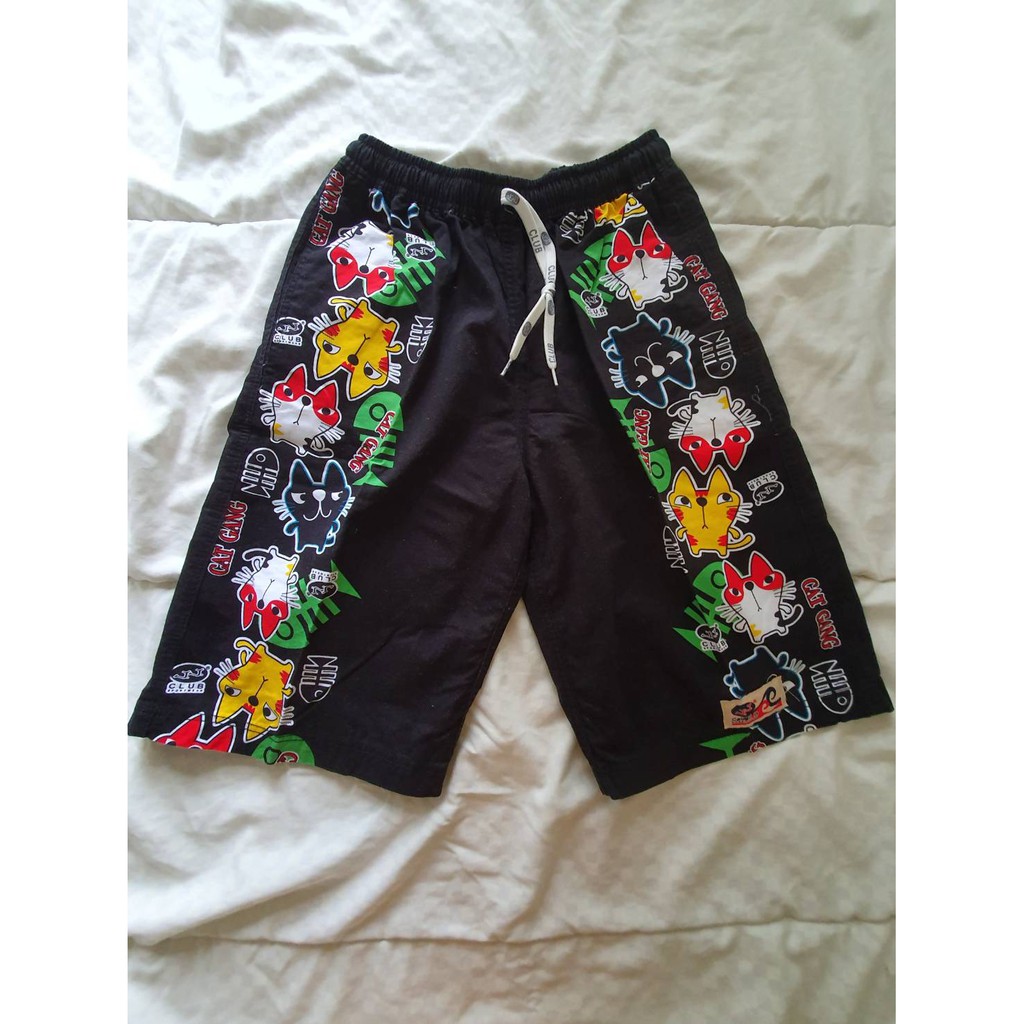  Celana Pendek Rumah  Hitam Kucing Lucu Short Pant Black 