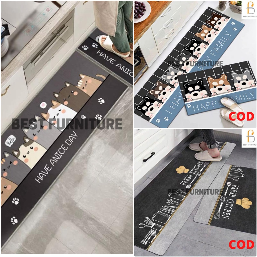 BEST NORDIC Keset Dapur Keset Kaki anti Slip 2 in 1 Set Keset Ruangan Keset kamar mandi Keset Kaki Anti Licin uk 40x60 &amp; 50x120