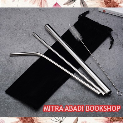 [SET] Sedotan Stainless / Metal Reusable Ramah Lingkungan Berbagai Macam Warna