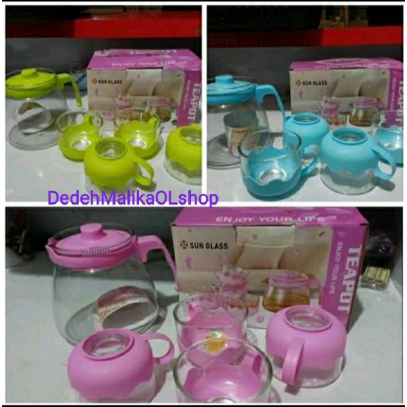 TeaPot Set 5in1 Saringan/SET TEKO TEH/Tea Pot Kaca Sunglasses Saringan