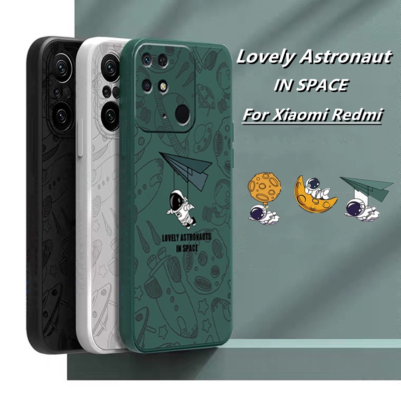 Casing Silikon Motif Astronot Luar Angkasa Untuk Redmi 10C Redmi Note 11 / 11S / 10 / 9T / 10pro / 9s / 9pro / 8 / Poco / M3 / X3Pro / X3NFC