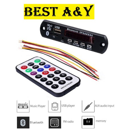 Modul Musik MP3 player BLUETOOTH TF USB AUX RADIO FM Remot Remote KIT DECODER 12v