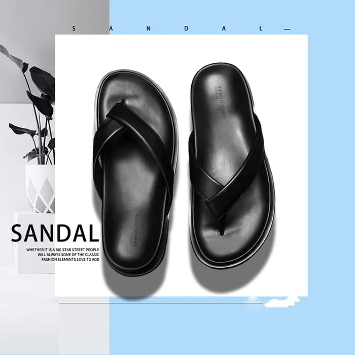  Ukuran  39 46  Sandal  Pria  Korea Fashion Ulzzang Sandalhitam 