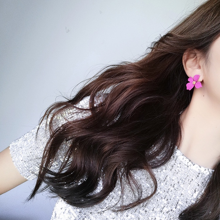 Anting Aksesoris Wanita Model Bunga Warna Warni Gaya Korea