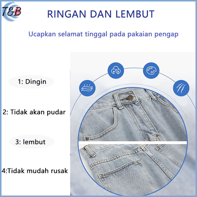 Celana jeans pria Korean Style loose pants pria celana jeans cowok panjang celana kulot pria jeans Biru Pria casual straight baggy pants premium jumbo nyaman denim