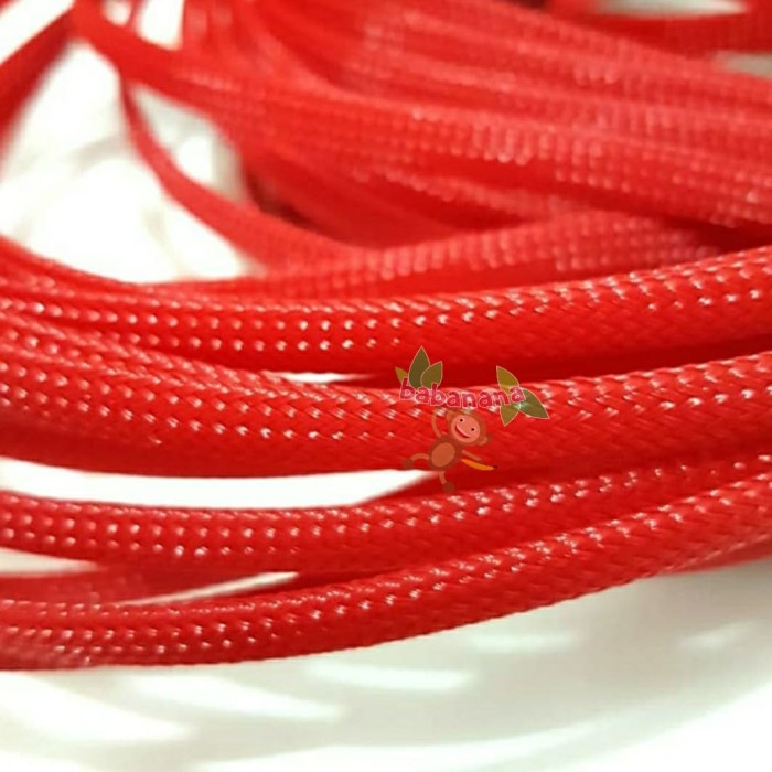 Pembungkus Kabel 6 mm Merah Cable Sleeve braided nylon