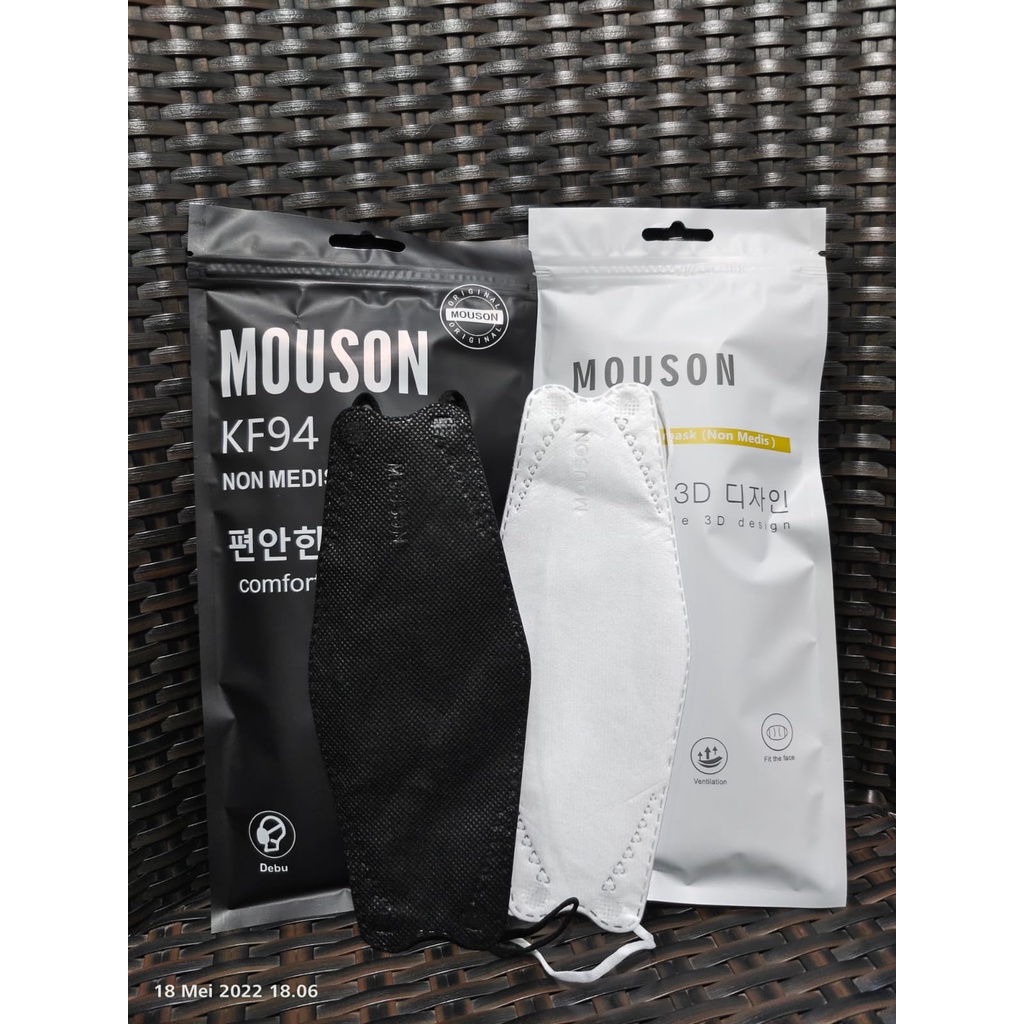 MASKER KF94 MOUSON HITAM PUTIH ABU ISI 10 PCS