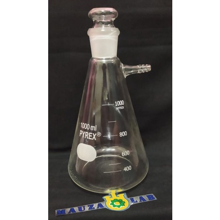 Filtering flask 1000 ml / Erlenmeyer pipa samping 1000 ml asah tutup