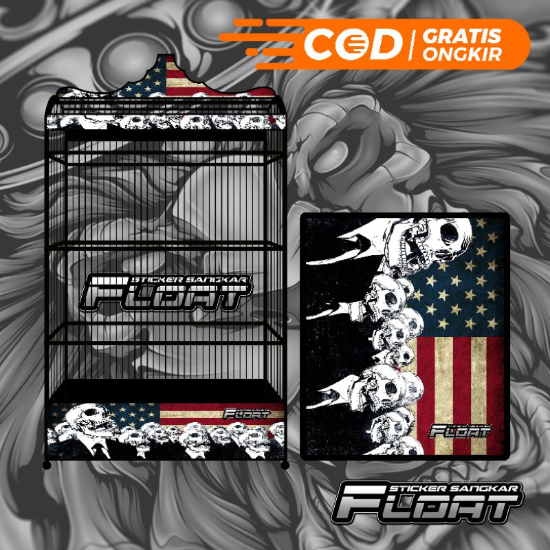 STIKER DECAL SANGKAR KOTAK REPLIKA KOSAN MOTIF SKELETON