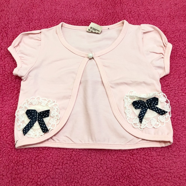 Preloved Cardigan Pink muda motif Pita Renda Ukuran : usia anak 2-3 tahun by Jekistore