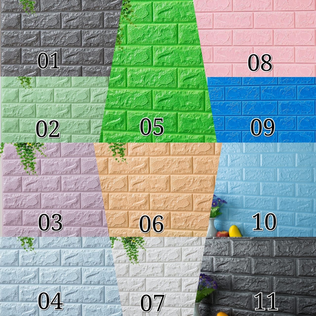 MMTOYS MB290 Wallpaper Dinding Kamar Stiker Dekorasi Dapur Batu Bata Kayu Sticker Wallpaper 3D Foam-2