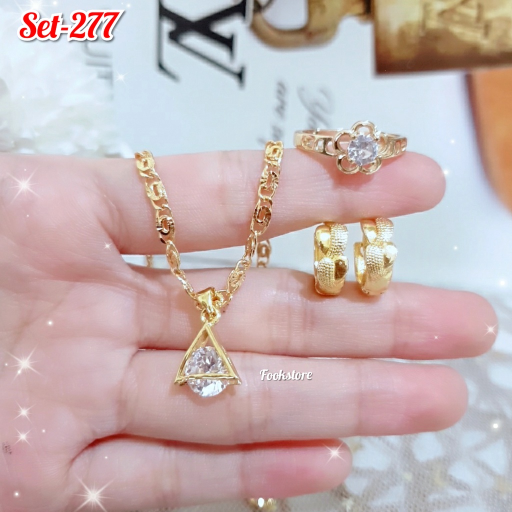 SET PERHIASAN KALUNG DEWASA 3 IN 1 TERBARU/ANTI ALERGI