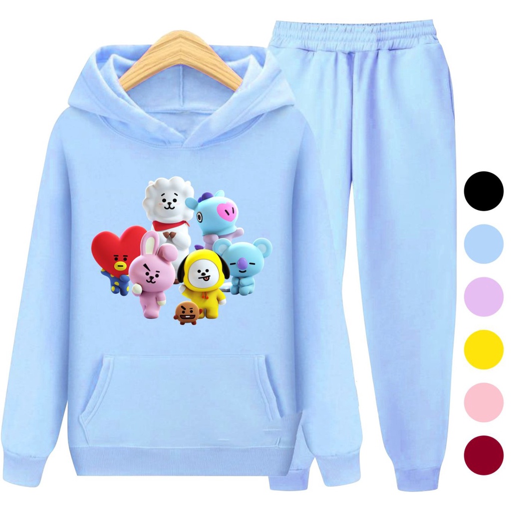 Setelan Anak Sweater Hoodie BT21 Anak Perempuan / Sweater Anak Korea Size S (3-5 thun) M (5-7 thun) XL(9-12 thun) XXL (13 + thun)