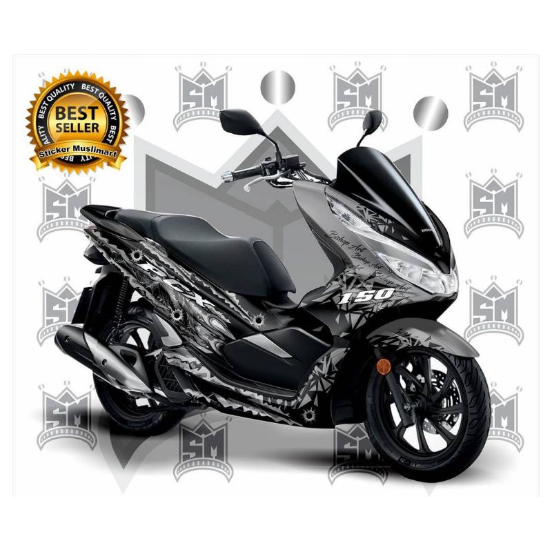 STICKER DECAL FULL BODY HONDA PCX 150 GRAFIS SILVER