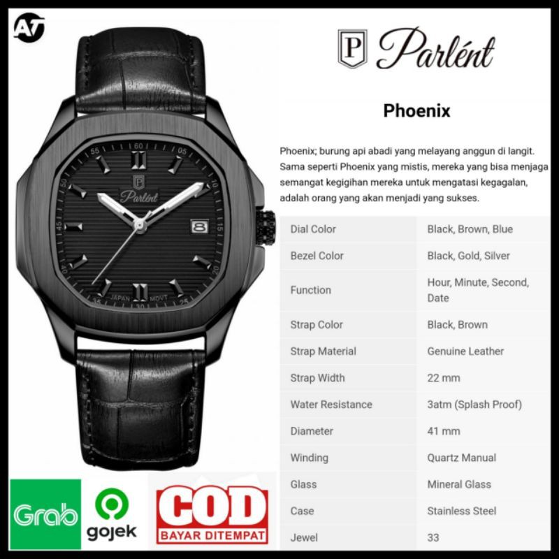 [ GARANSI RESMI ] Jam Tangan Parlent Phoenix Black ORIGINAL Garansi